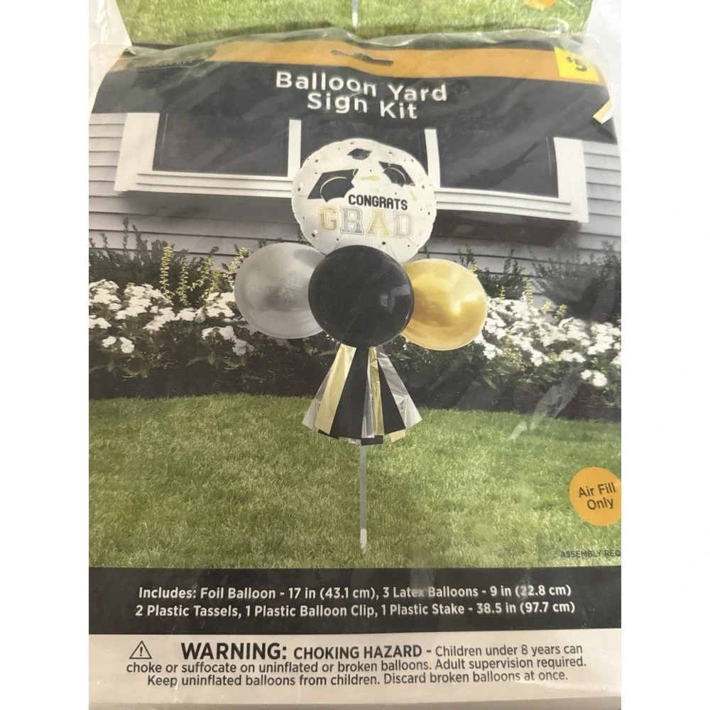 Graduation Balloon Yard Sign Kit Lot of 2 2025 Congrats Grad Outdoor Decor Set